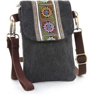 Women's Dark Grey 02 Vintage Embroidered Cute Mini Cross Body Bag Small Handbags